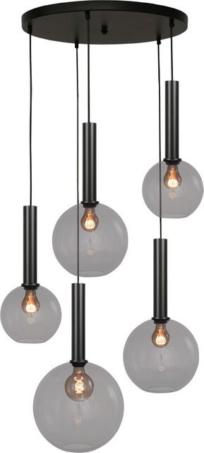 Masterlight Bella 2 Pendelleuchte 5-flammig rund aus Glas in Rauchgrau und Schwarz matt - Bild 1