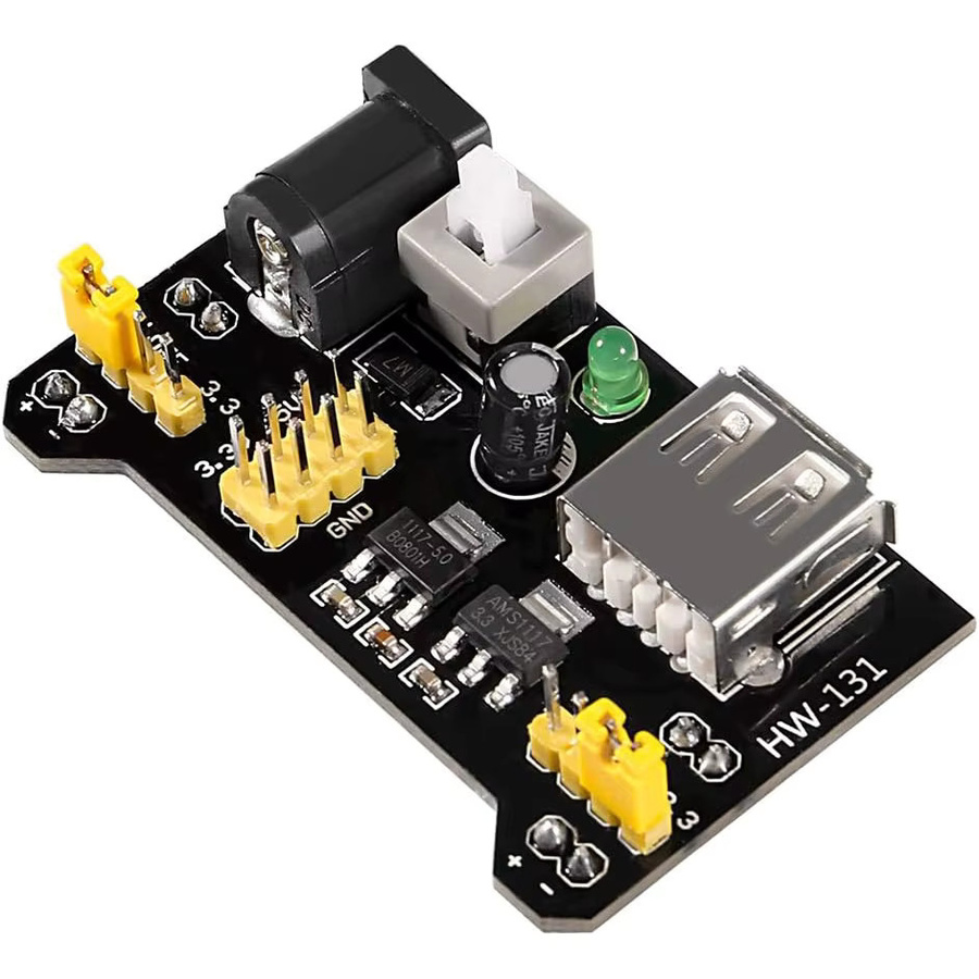 AOKIN MB102 Breadboard Netzteil Modul Set 6 Stück, 3,3V 5V, DC 6,5-12V und USB, Schwarz - Bild 4