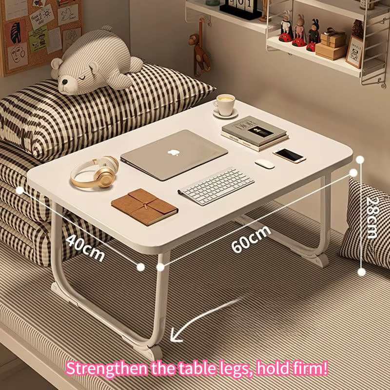 Klappbarer Nachttisch und Laptop-Schreibtisch von LIUSHADUOLA in Beige oder Weiß, minimalistischer Beistelltisch aus MDF-Laminat für das Home-Office oder das Studentenwohnheim - Bild 1