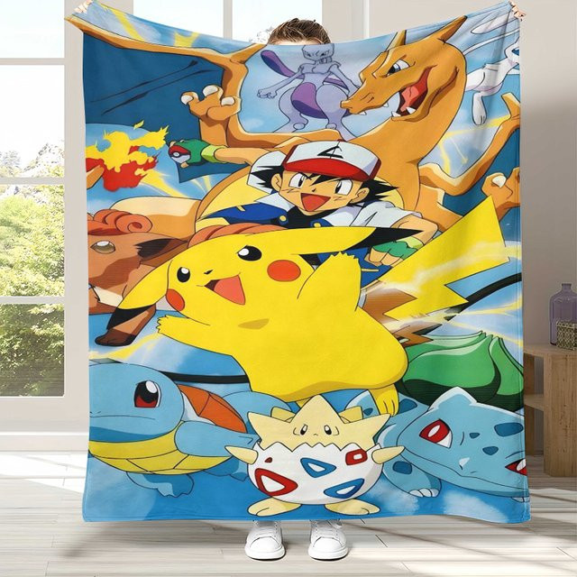 Potdemiel Pikachu Plüschdecke aus Flanell in Multicolour für Kinder und Erwachsene - Bild 1