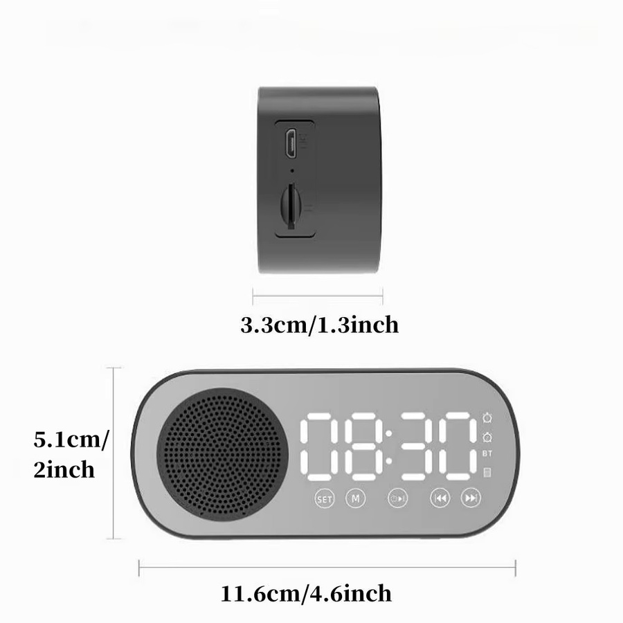 WOKLOK Digitaler USB-Steckspiegel mit Wecker, FM-Radio, Timer und kabellosem Lautsprecher in Rosa - Bild 2