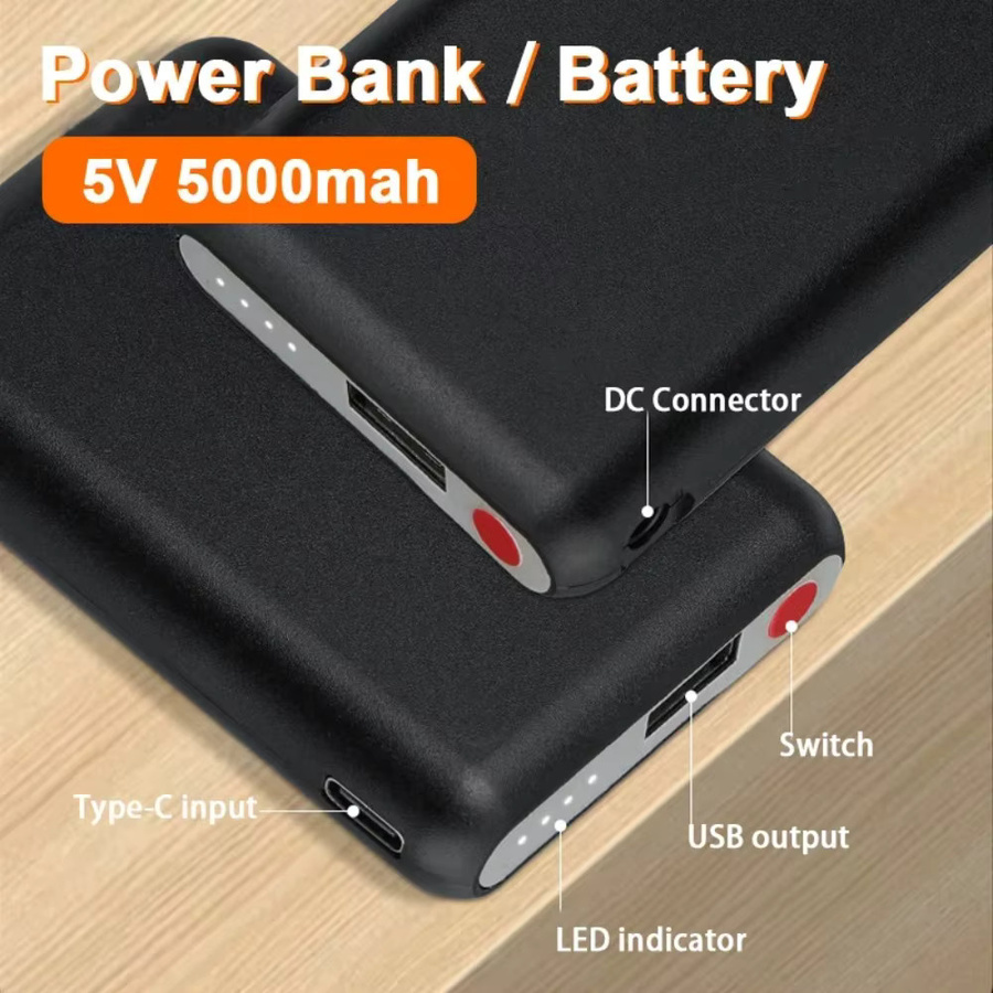 Mini Powerbank 5000mAh Tragbarer Externer Akku USB-Ladegerät in Schwarz - Bild 2