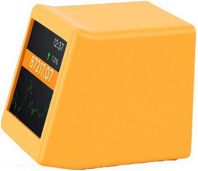 Fishine Bitcoin Preis Ticker für Schreibtisch mit 1,54 Zoll Display, 2,4G und Typ C, Echtzeit BTC Krypto Display in Orange - Bild 1