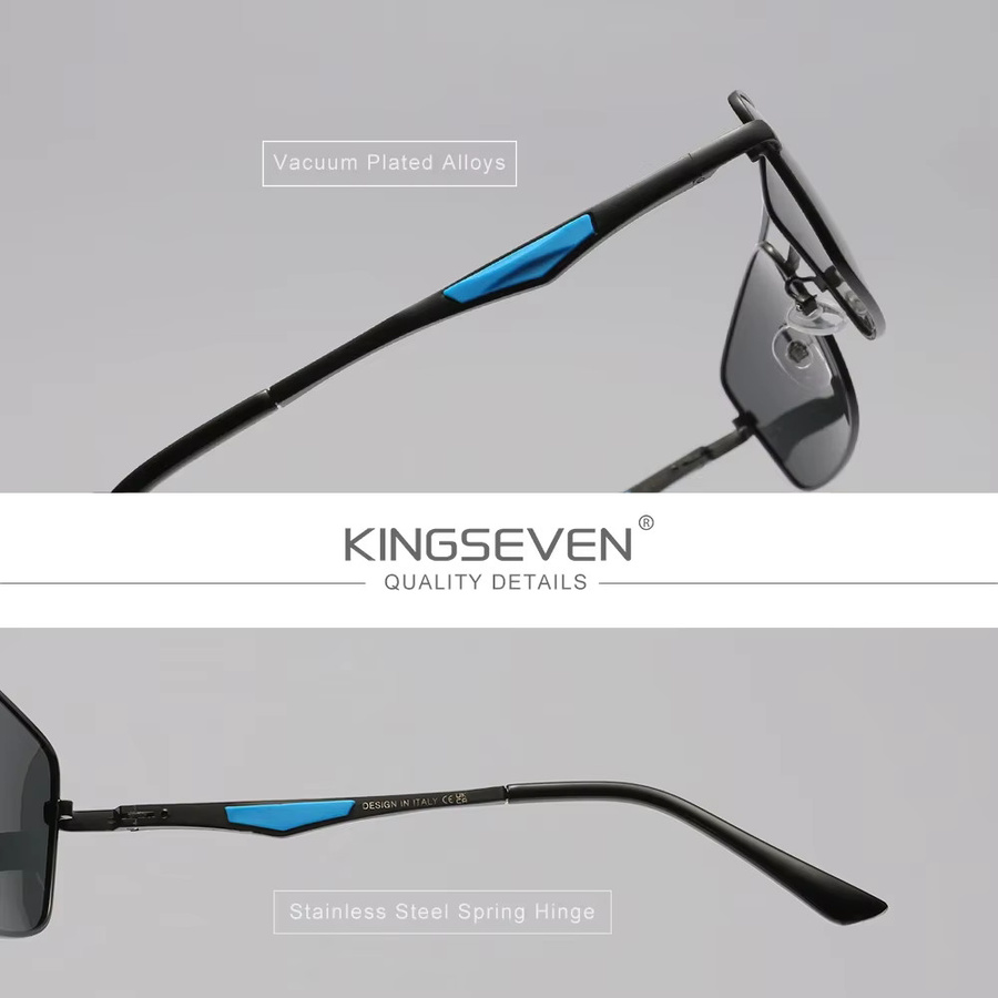 KINGSEVEN Sonnenbrille, Herren, Metall, schwarz, polarisiert - Bild 2