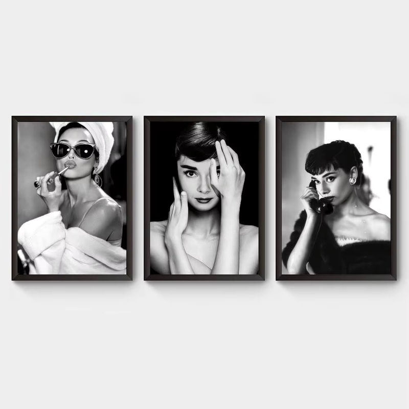 Retro Audrey Hepburn Lipstick Movie Poster aus Kraftpapier als ästhetische Wanddekoration in Schwarz für dein Zimmer, deine Bar oder dein Café - Bild 2