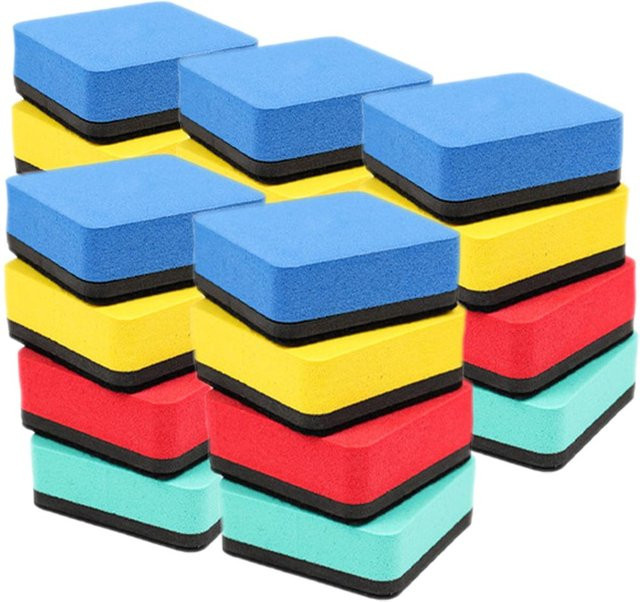 Yiran Furniture 20er Set Magnetische Whiteboard Radiergummis und Marker in Blau, Gelb und Rot aus EVA und Filzstoff - Bild 1