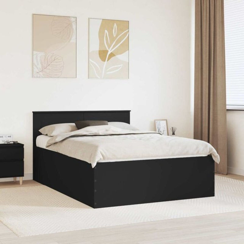 Modernes Bettgestell mit Kopfteil von vidaXL aus Holzwerkstoff in Schwarz, B/T/H: 140 x 190 x 90 cm - Bild 1