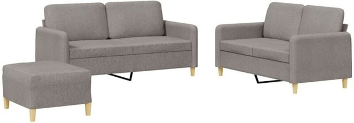 3-tlg. Sofagarnitur vidaxl in Taupe meliert aus Stoff mit Kissen und Metallgestell im modernen Design - Bild 1