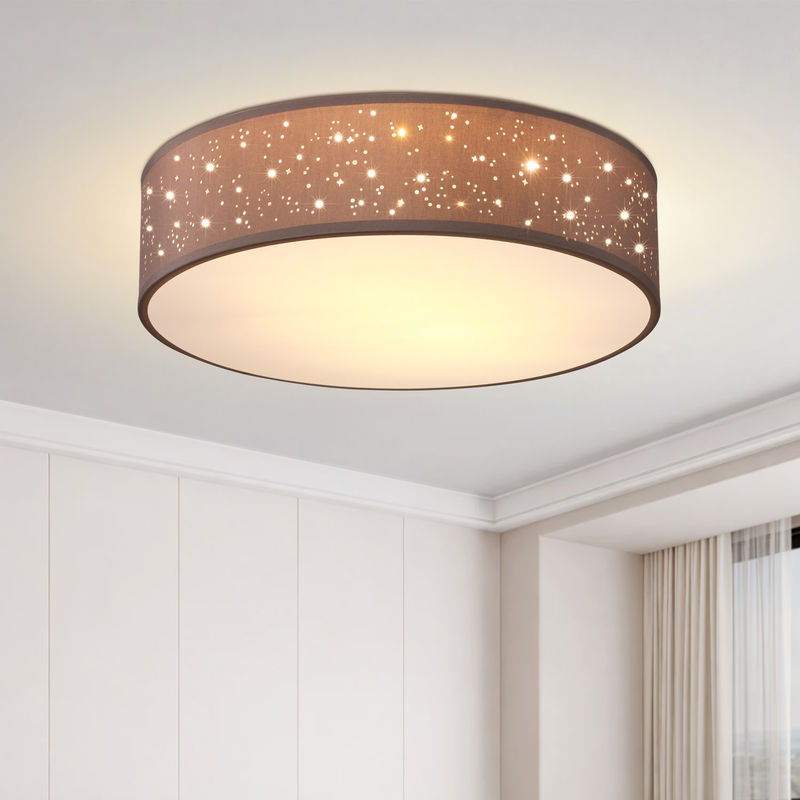 Monzana Deckenlampe Sternenhimmel in Taupe und Beige aus Stoff und Aluminium, Durchmesser: 38 cm - Bild 2
