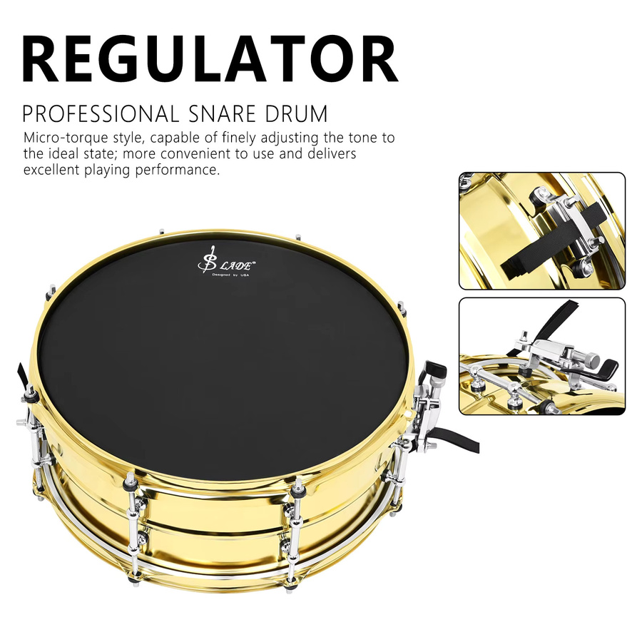 SLADE Snare Drum in Mattgold mit Edelstahlkessel und Polyester-Trommelfellen, Durchmesser: 14 Zoll, Tiefe: 5,5 Zoll - Bild 3