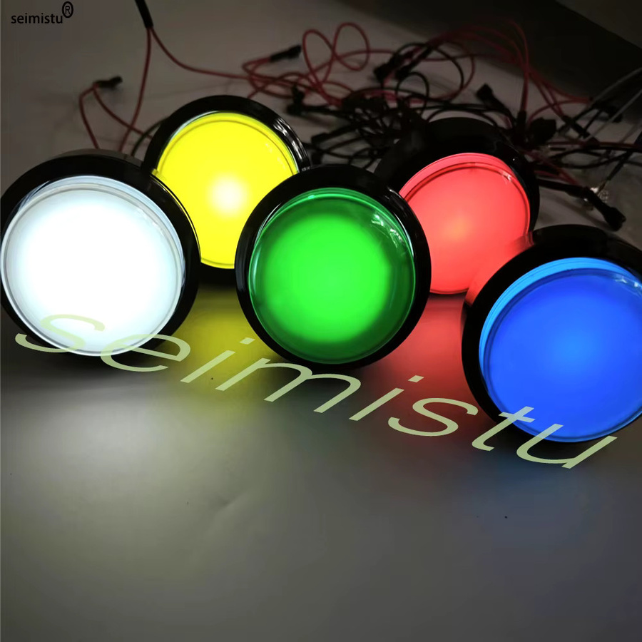 Seimistu Arcade-Taste LED-Lichtlampe, runder Videospiel-Drucktastenschalter mit LED-Beleuchtung, Durchmesser: 6 cm, Farben: Blau oder Mehrfarbig - Bild 3