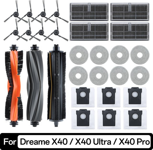 Dreame Zubehör-Set für L40, X40 Ultra und X40 Pro in Multicolour mit Haupt- und Seitenbürsten, Staubbeuteln, Wischtüchern und HEPA-Filtern - Bild 1