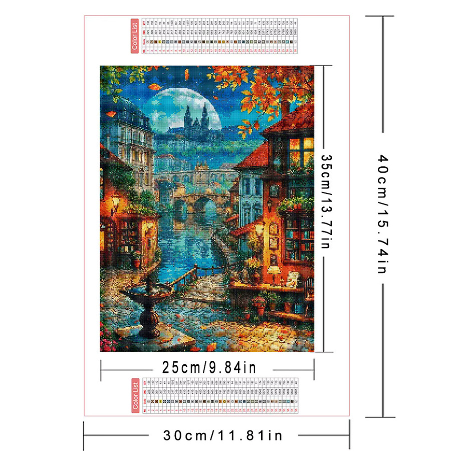 AZQSD Diamant-Malset Stadtstraßenlandschaft als kreatives Mosaikbild in Multicolour, B/H: 30 x 20 cm - Bild 2