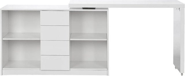 Vente-unique Schreibtisch Pavelo Modern Weiß, ausfahrbar, B/T/H: 120 x 76,5 x 42 cm (erweiterbar auf 190 cm) - Bild 1