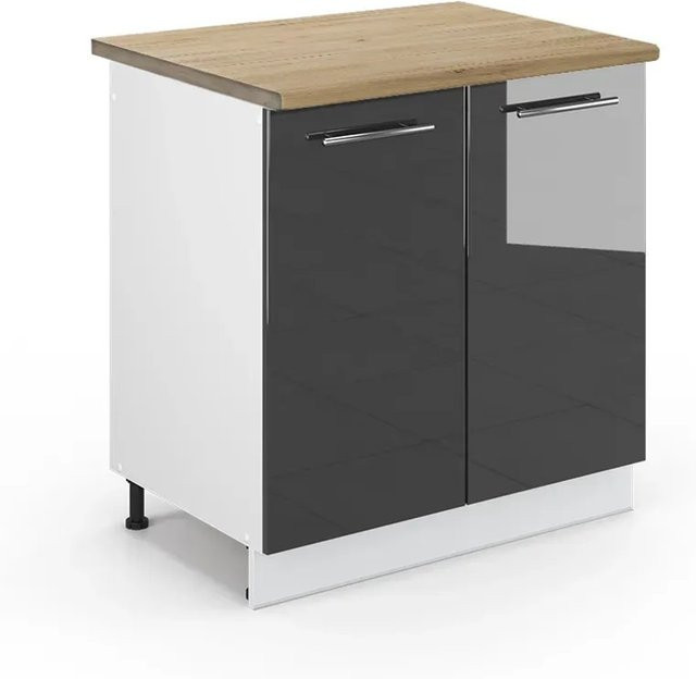 Vicco Spülenunterschrank Fame-Line in Anthrazit Hochglanz und Weiß mit Eiche-Optik, B/T/H: 80 x 60 x 82 cm - Bild 1