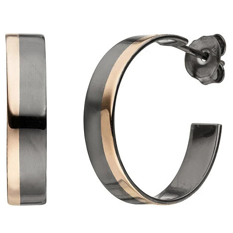 Colfem Halbcreolen 925 Sterling Silber, bicolor vergoldet, Unisex - Bild 1