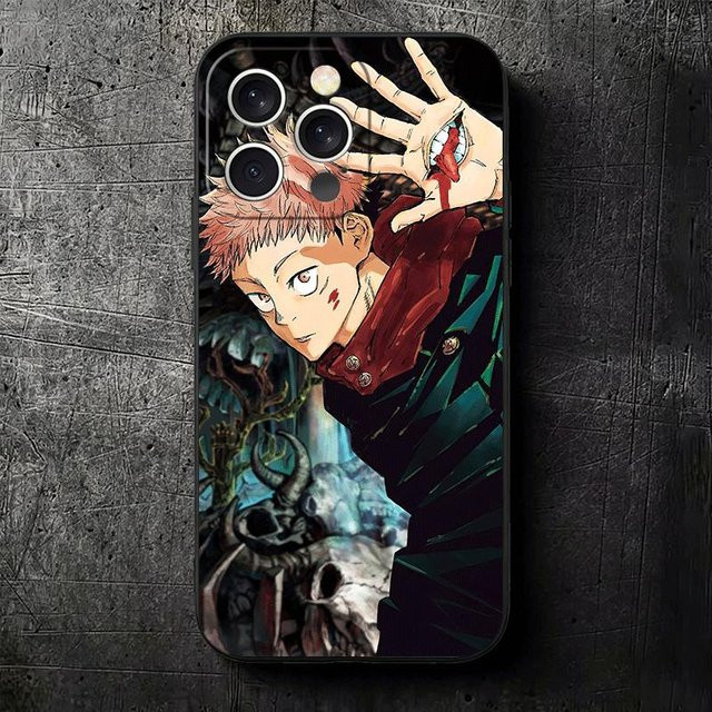 Weiche Handyhülle Anime Itadori Yuji Jujutsu Kaisen für iPhone 16 15 14 13 12 11 7 Pro Max Plus Mini Schwarz - Bild 1