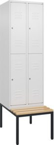 C+P Doppelstock-Spind Classic PLUS Sitzbank mit 2 Abteilen, Buche-Hartholz, B/T/H: 212 x 60 x 81,5 cm - Bild 1