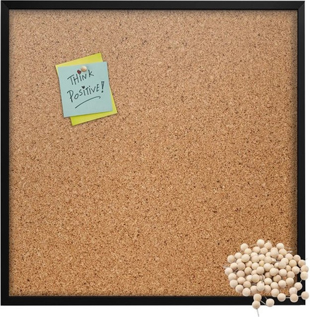 Tulup Korktafel Pinnwand mit schwarzem Rahmen, B/H: 50 x 50 cm