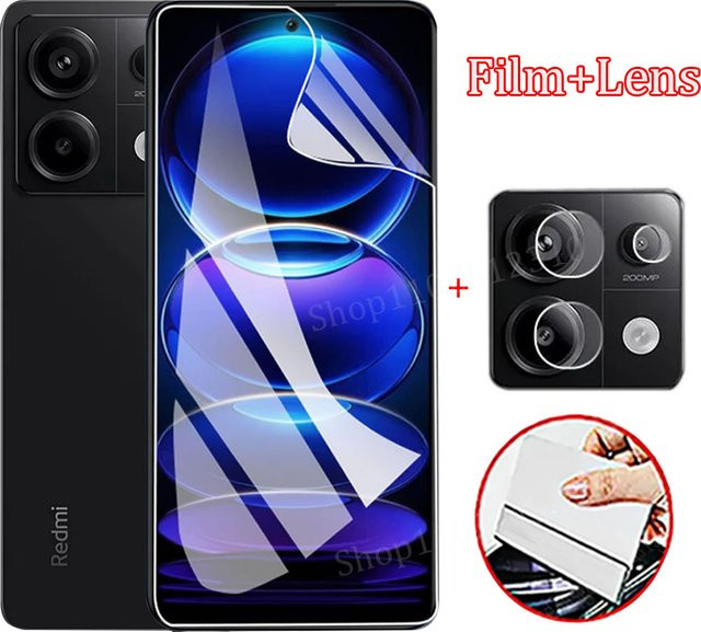 4-in-1 Hydrogel Schutzfilm für Xiaomi Redmi Note 13 12 11 10 Pro Plus 4G 5G mit Kameraobjektiv-Schutz, transparent - Bild 1