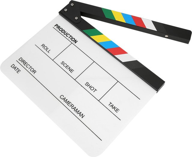 ZuiyouPet1 Acryl-Klappbrett als Filmregisseur-Clapboard in Gelb-Gestreift, B: 30 cm, H: 25 cm - Bild 1