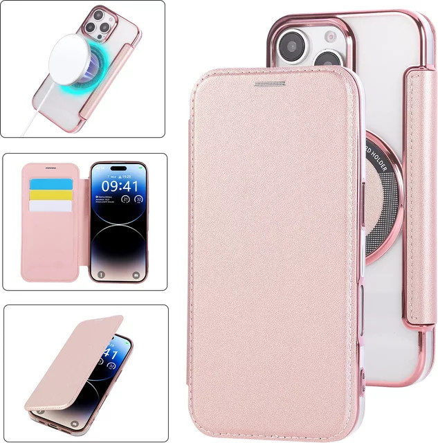 Magnetische Leder-Brieftasche mit MagSafe Wireless Charging Unterstützung für iPhone 12 bis iPhone 17 Pro Max in Braun - Bild 1