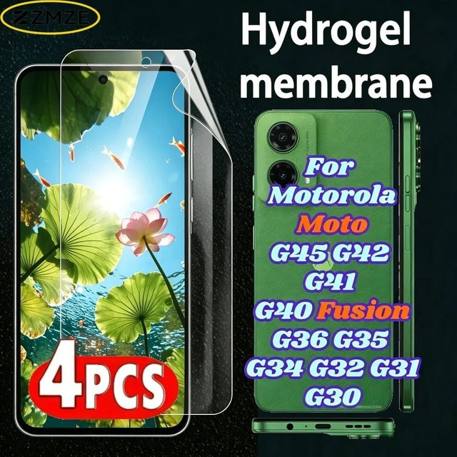 4 Stück transparente Hydrogel-Displayschutzfolien für Motorola Moto G45 G42 G41 G40 Fusion G36 G35 G34 G32 G31 G30 Serie - Bild 1