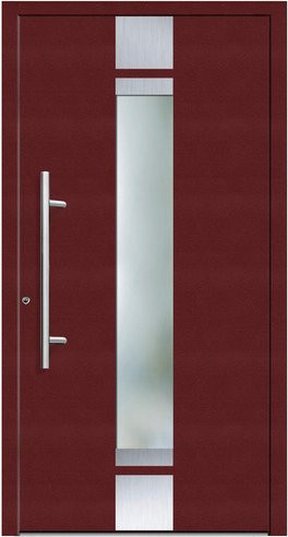 KNOCK Flügelüberdeckende Kunststoff-Haustür Terra mit Glaseinsatz, purpur-rot, B/T/H: 110 x 60 x 210 cm - Bild 1