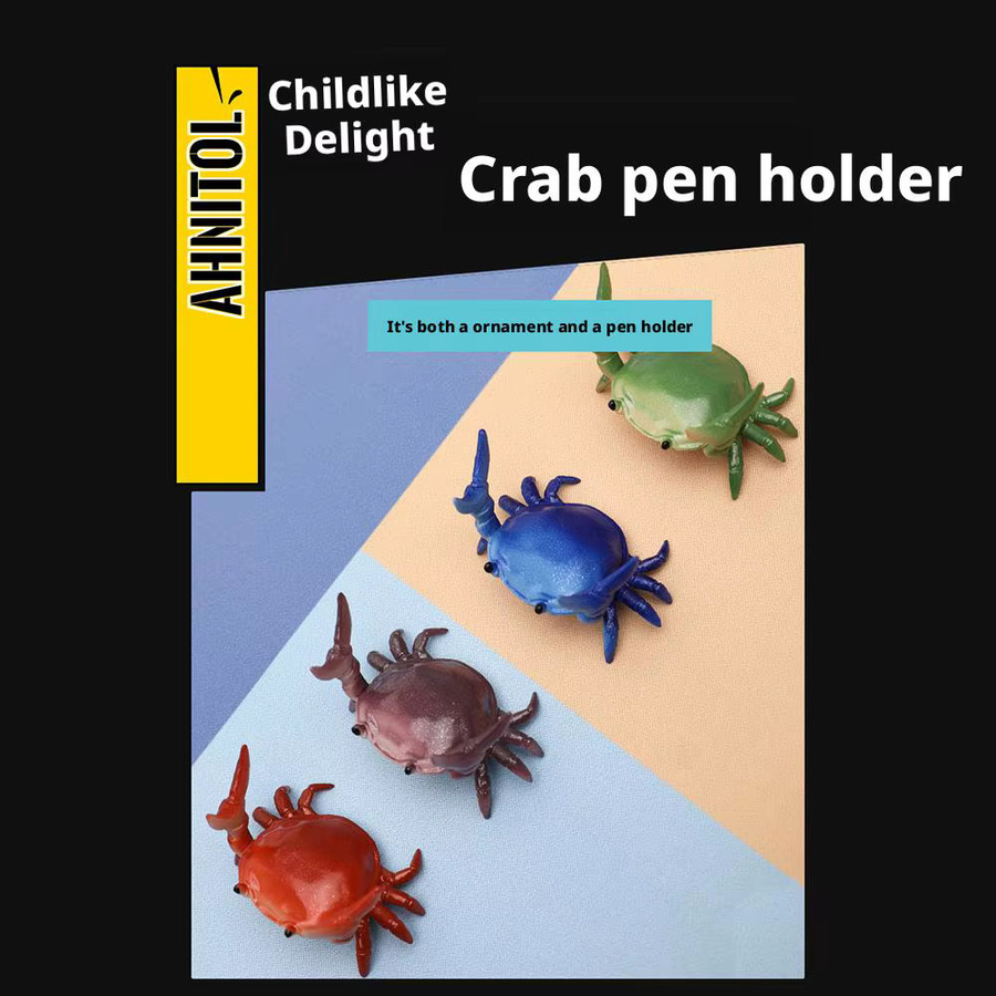 Kreativer Stifthalter Gewichtheber-Krabbe aus Resin in Lila - Bild 3