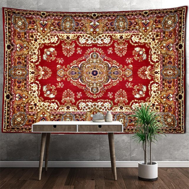 Super Six Retro Mandala Wandteppich im Boho-Stil, Rot, B: 230 cm, H: 150 cm - Bild 1