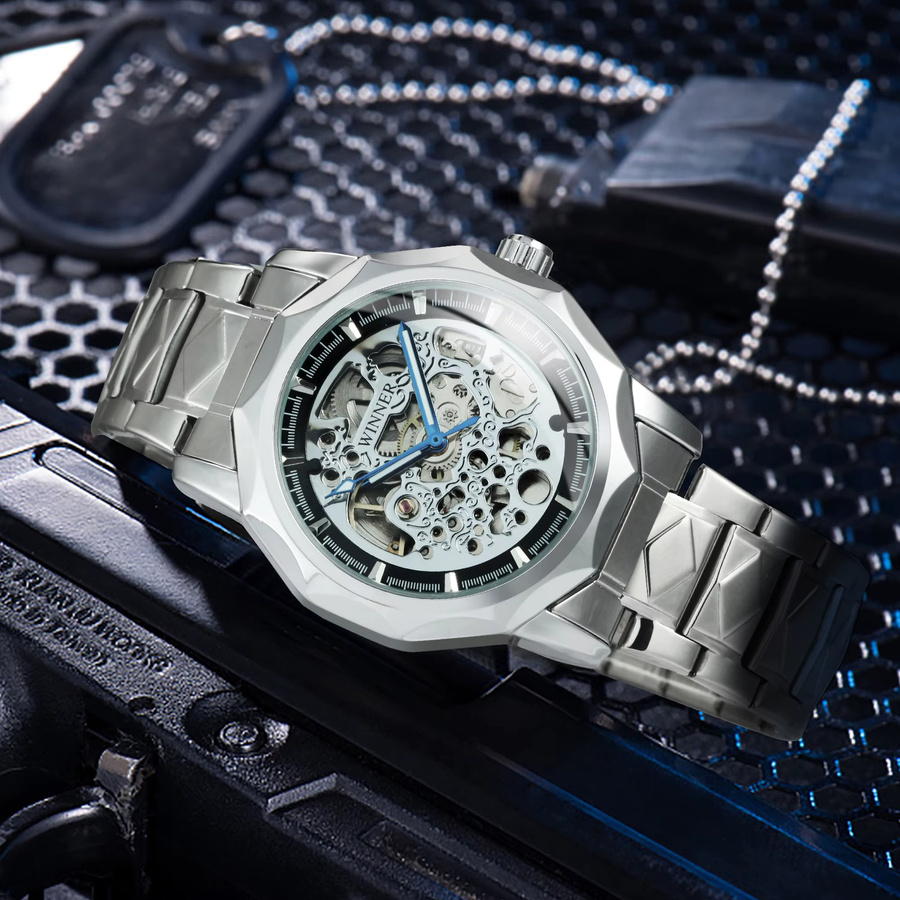 WINNER Armbanduhr, Automatik, Edelstahl, Schwarz, Herren - Bild 2