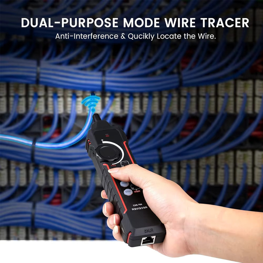 NOYAFA NF-802 Multifunktions-Netzwerkwerkzeug mit LCD-Display, Kabeltracker und PoE Checker für RJ11 und RJ45, Schwarz - Bild 2