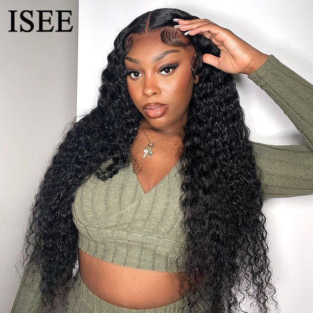 ISEE HAIR Wasserwellen-Perücke aus Echthaar, Deep Wave Lace-Front, Damen - Bild 1