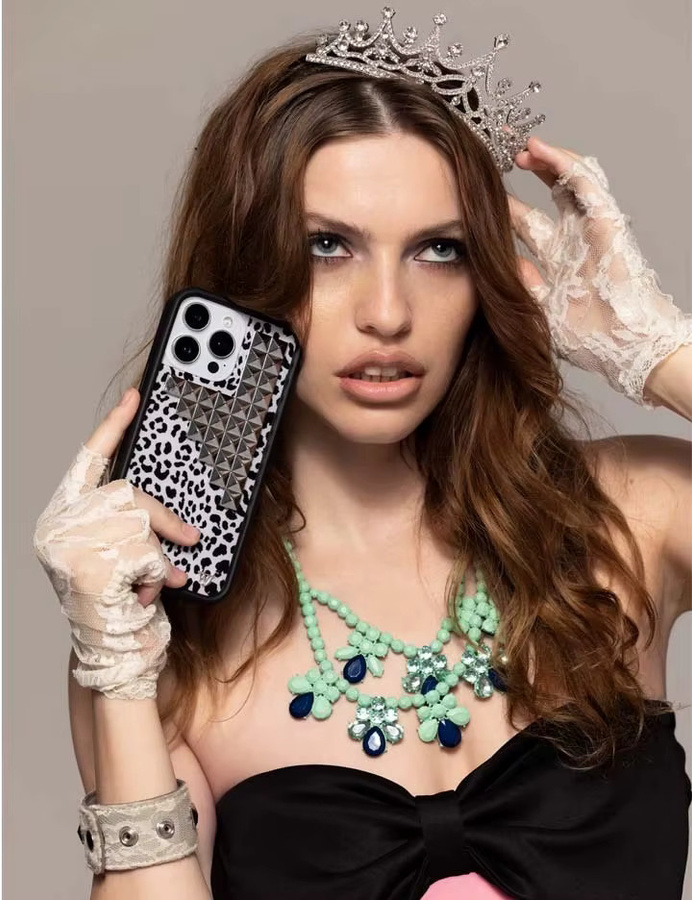 Potdemiel Wildflower 3D Handyhülle mit Silber-Vollniet und Leopard-Design für iPhone 12 bis iPhone 17 Pro Max Plus in Silber und Multicolour - Bild 4