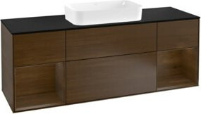 Villeroy & Boch Finion Waschtischunterschrank mit Abdeckplatte, Farbe Walnut Veneer, Breite: 160 cm, Tiefe: 60 cm - Bild 1