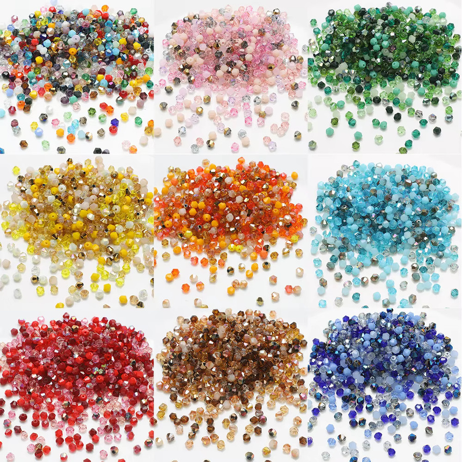 ZHUBI Glas Perlen, Doppelkegel Kristall, Bunt, 2/3/4 mm - Bild 3