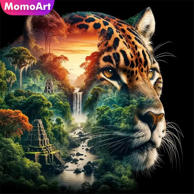 Momoart DIY Diamantmalerei Set Leopard Motiv mit Strass-Mosaik in Multicolour, B/H: 20 x 20 cm - Bild 1