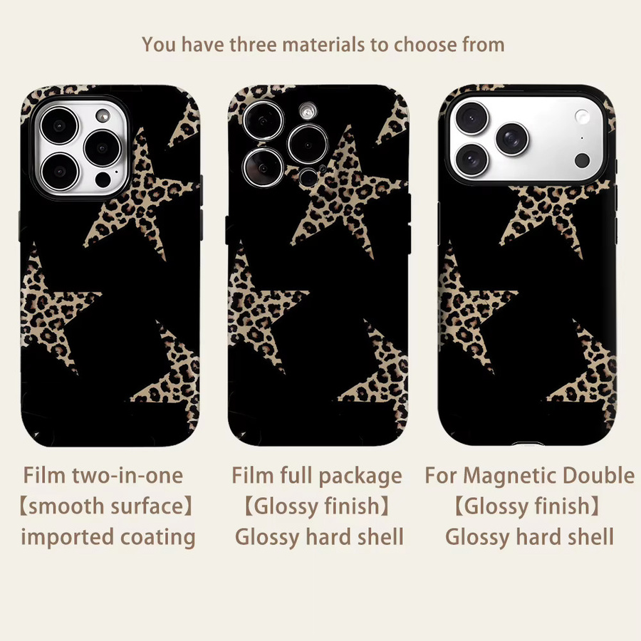 Leopard Star Magnetische Handyhülle Must für iPhone 17 16 15 14 13 Pro Max Plus, robuste Doppel-Schicht-Hülle, Schwarz - Bild 2