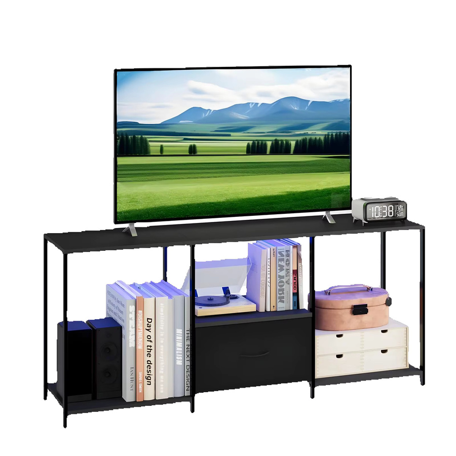 GarveeHome Modernes TV-Lowboard mit LED-Beleuchtung in Schwarz Matt für Fernseher bis 55 Zoll - Bild 6