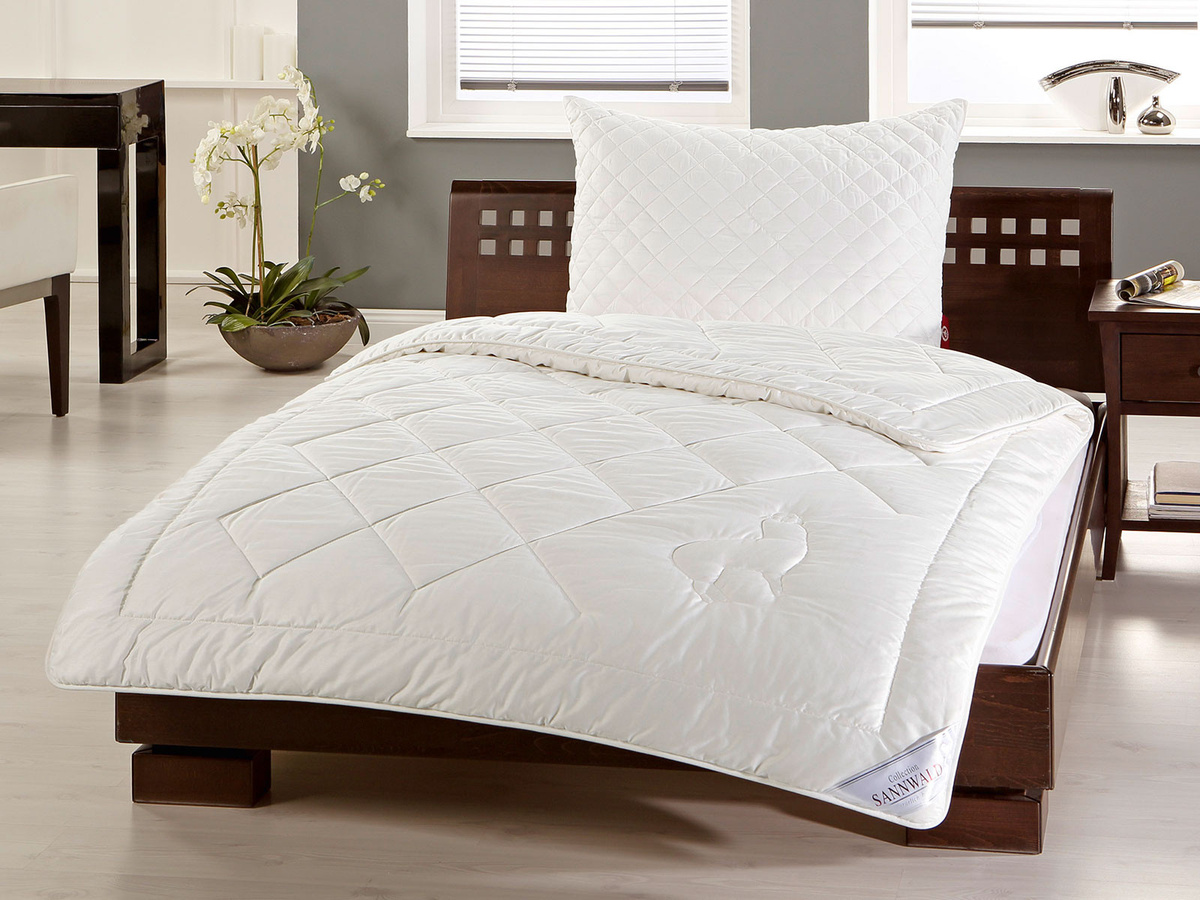 Sannwald Leicht-Steppbett Peru Sommerdecke mit Alpaka und Kapok in Weiß, B/T/H: 155 x 220 cm - Bild 1