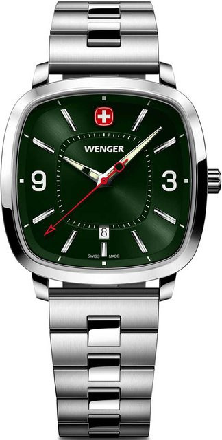 Wenger Herrenuhr, Quarz, Edelstahl, Grün, 37 mm, 5 ATM - Bild 1