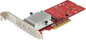 StarTech.com x8 Dual M.2 PCIe SSD Adapter Card für PCIe NVMe und PCIe AHCI M.2 SSDs, PCIe 3.0, Farbe: Rot - Bild 1