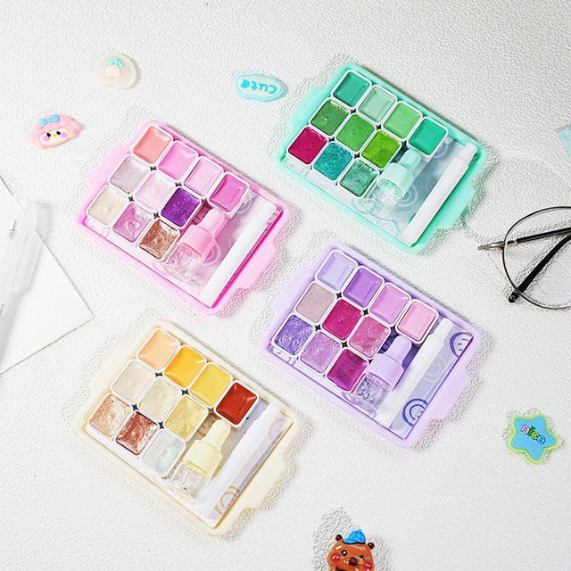 Macaron Aquarellfarben-Set mit 10 Farben in Multicolour und Pink, tragbares festes Aquarell-Kit für Anfänger und Erwachsene - Bild 1
