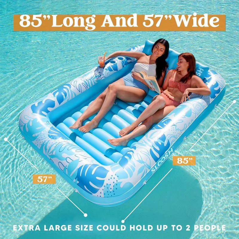 JOYFY 4-in-1 aufblasbare Pool-Liege für Erwachsene, extra große Schwimminsel und Schwimmbett, Blau - Bild 2