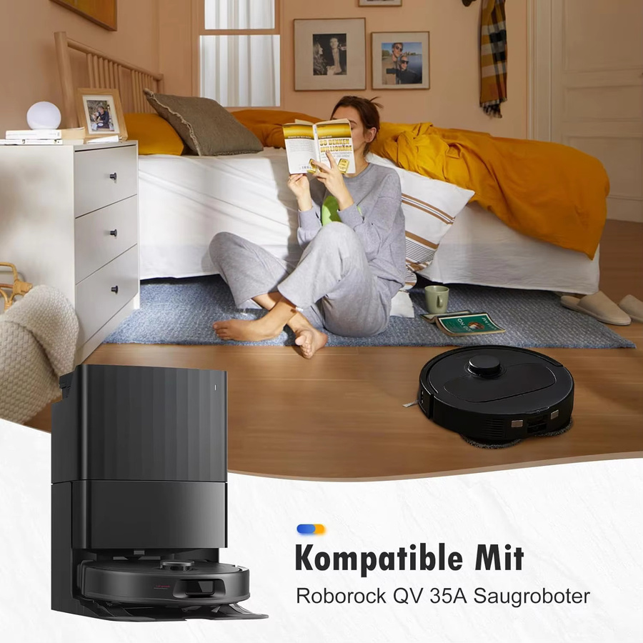 Roborock Qrevo L Zubehör-Set mit Hauptbürste, Seitenbürste, Hepa-Filter, Wischmopp und Staubbeutel aus Kunststoff - Bild 3