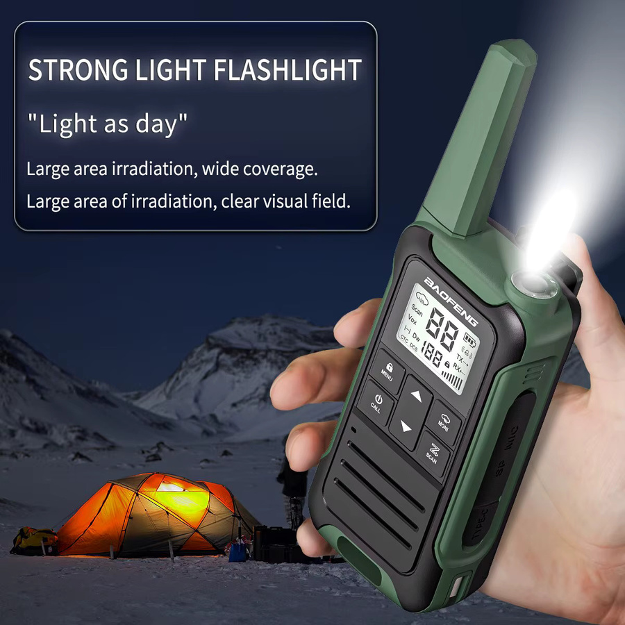 Baofeng F22 Mini Walkie-Talkie Set 2 Stück, PMR FRS Langstrecken-Funkgeräte in Grün mit USB-C-Ladegerät - Bild 4