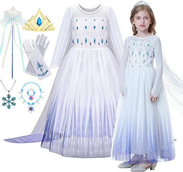 PKFC Die Eiskönigin Elsa Kleid Cosplay-Kostüm, Weiß, Prinzessin, Fantasy - Bild 1