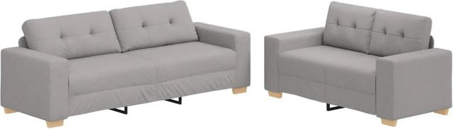 vidaXL Sofa-Set 2-teilig modern Grau Leinenmischgewebe mit Armlehnen und Sitzkissen - Bild 1