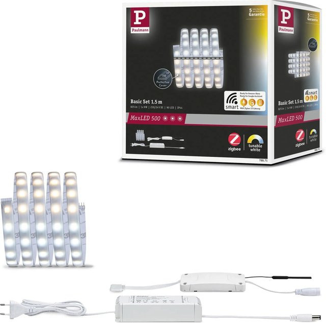 Paulmann MaxLED Smart Home Zigbee LED Strip Basis-Set, Tunable White, Weiß, Länge: 150 cm - Bild 1
