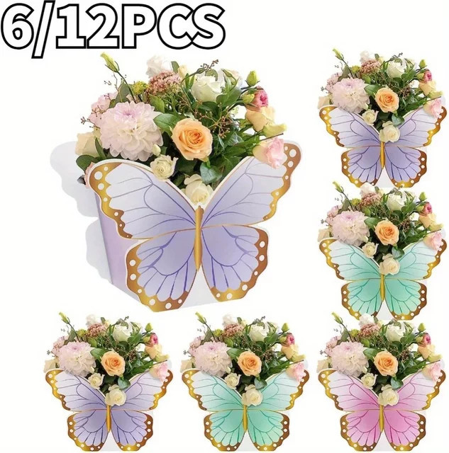 Schmetterling Geschenkboxen in Rosa und Lila mit Blumenmuster aus Papier für Pralinen und Schokolade - Bild 1